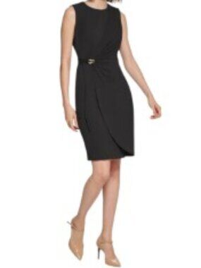 Calvin Klein Black Side Tie Scuba Crepe Dress 4